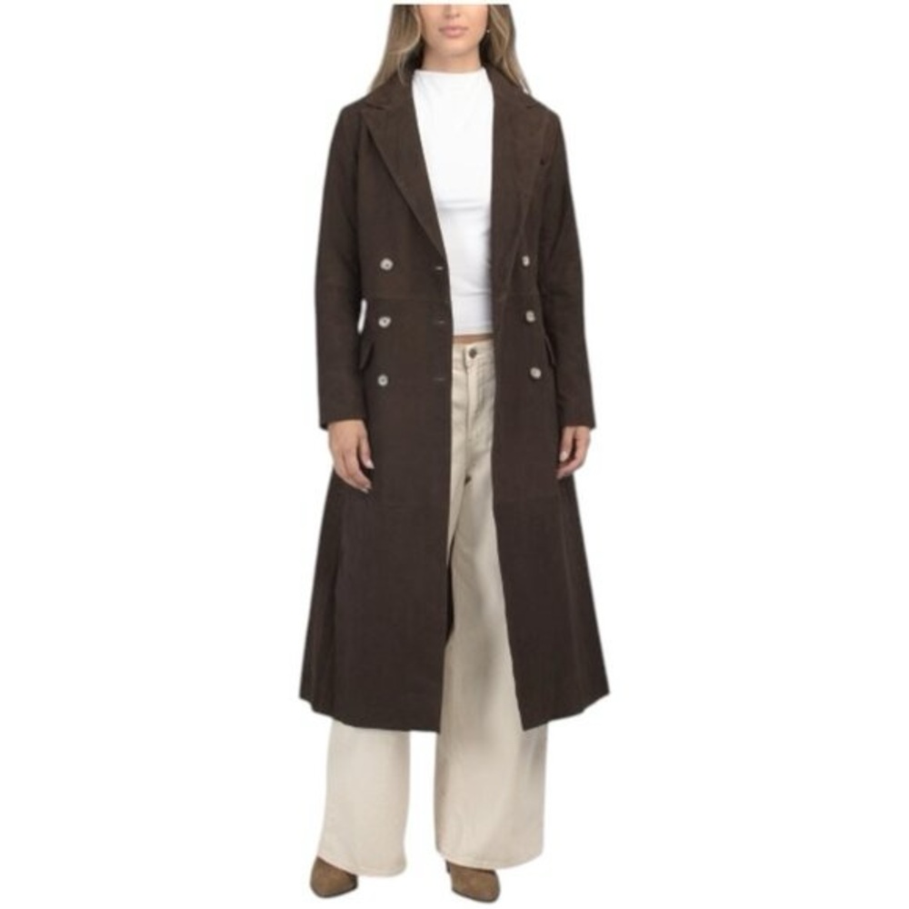 Rebecca Minkoff Genuine Leather Dark Brown Trench Coat size XL NWT $598
